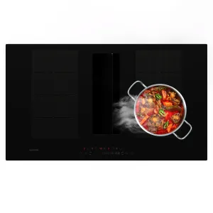 Klarstein Chef-Fusion, system down air, płyta indukcyjnA wyciąg kuchenny downair, 90 cm, 600 m³/h, wydajność wyciągu A