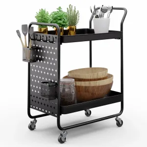 Klarstein Chibi, wózek do serwowania, wózek kuchenny, 2 półki, metal, koszyki i haczyki, mobilny #549345