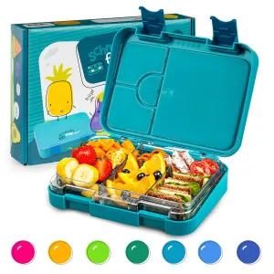 Klarstein schmatzfatz junior, śniadaniówka, lunchbox, pojemnik na lunch, 6 przegródek, 21,3 x 15 x 4,5 cm, nie zawiera BPA