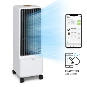 Klarstein Maxflow Smart, klimator 3 w 1, wentylator, nawilżacz powietrza, 5 l, Wi-Fi, pilot, 2 x wkład chłodzący