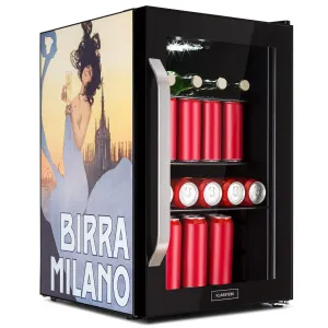 Klarstein Beersafe 70 Birra Milano Edition, lodówka na napoje, chłodziarka, 70 l, 3 półki, panoramiczne szklane drzwi, stal nierdzewna #94349