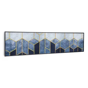 Klarstein Wonderwall Air Art Smart, panel grzewczy na podczerwień, grzejnik, 120 x 30 cm, 350 W, niebieska linia