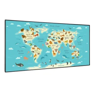 Klarstein Wonderwall Air Art Smart, panel grzewczy na podczerwień, grzejnik, 120 x 60 cm, 700 W, mapa ze zwierzętami #92821