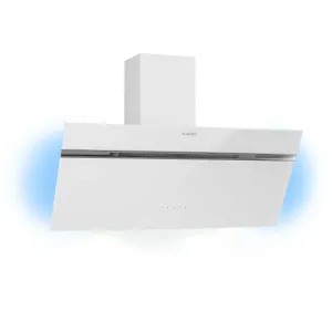 Klarstein Alina 90, okap kuchenny przyścienny, 90 cm, 600 m³/h, wyświetlacz LED, oświetlenie ambientowe, kolor biały