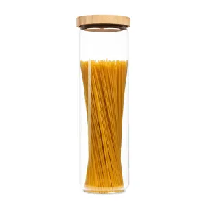 Klarstein Szklany pojemnik z bambusową pokrywką, 1700 ml, możliwość postawienia jeden na drugim, szczelny