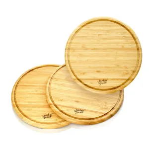 Klarstein Bambusowa deska śniadaniowa, zestaw 3 sztuk, okrągła, 25 x 1,6 cm, łatwe czyszczenie
