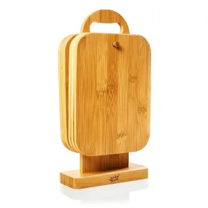 Klarstein Bambusowa deska śniadaniowa, zestaw 6 sztuk, ze stojakiem, 22 x 0,9 x 16 cm, łatwe czyszczenie
