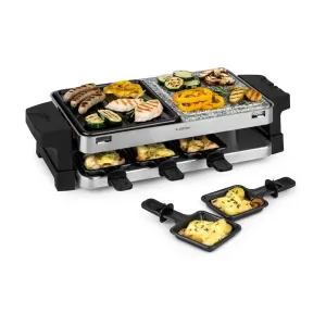 Klarstein Sirloin, grill raclette, grill elektryczny, 1500 W, aluminium/kamień, 8 osób, wskaźniki LED
