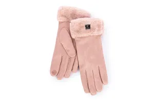 Damskie rękawice zimowe z barankiem - antyczny róž - Rozmiar uniwersalny rozmiar