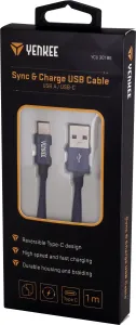Kabel USB do synchronizacji i ładowania typu C 1m - fioletowy - Rozmiar 1 m