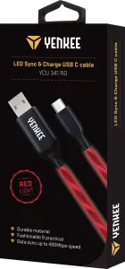Kabel USB do synchronizacji i ładowania typu C święcący - czerwony - Rozmiar 1 m