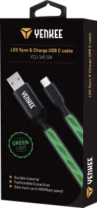 Kabel USB do synchronizacji i ładowania typu C święcący - zielony - Rozmiar 1 m