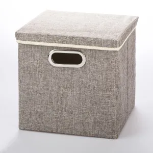 Solidne tekstylne pudełko z pokrywka - szary - Rozmiar 27x28x30cm