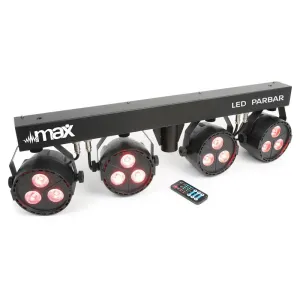 MAX LED PAR-Bar-Set, zestaw oświetleniowy LED, 4-drożny, 3 x 4 w 1 LED RGBW, stojak typu T i statyw