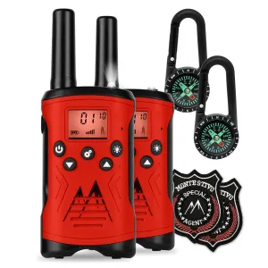 Monte Stivo Kingen, krótkofalówki, walkie-talkie, zestaw 8-częściowy, kompas + odznaki agenta #93403