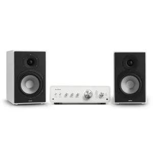 Numan Drive 802, zestaw stereo składający się ze wzmacniacza stereo i kolumn regałowych, biały/biały