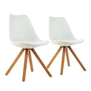 OneConcept Onassis Fotel w stylu retro siedzisko tapicerka drewno brzozowe biały, 2 sztuki