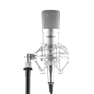 OneConcept MIC-700, mikrofon studyjny, Ø 34 mm, kardioidalny, pająk mikrofonowy, osłona przed wiatrem, XLR, kolor srebrny