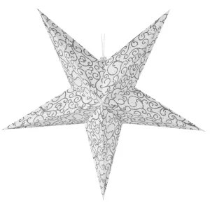 Bożonarodzeniowa świecąca gwiazda do zawieszenia srebrny, 60 cm, LED, z timerem