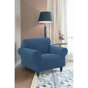 Pokrowiec elastyczny na fotel Denia niebieski, 70 - 110 cm