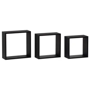 Półka ścienna zestaw 3 szt., czarny matowy, 30 x 11,7, 27 x 11,7, 24 x 11,7 cm