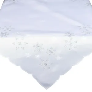 Obrus świąteczny Gwiazdki biały, 40 x 140 cm