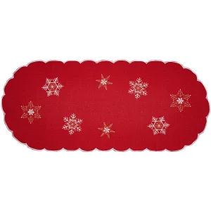 Obrus świąteczny Płatki śniegu czerwony, 40 x 90 cm, 40 x 90 cm