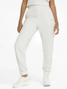 Puma ESS+ Embroidery High-Waist Spodnie dresowe Biały