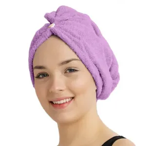 Szybkoschnący frotte turban do włosów fioletowo-liliowy