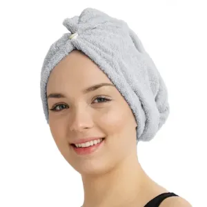 Szybkoschnący turban frotte do włosów jasnoszary