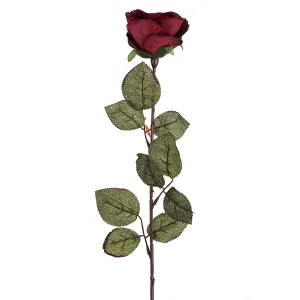 Kwiat sztuczny Róża wielkokwiatowa 72 cm, bordowy