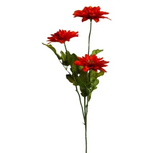 Sztuczna dalia, 3 kwiaty na łodydze, wys. 64 cm, ceglasty