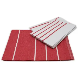 Ścierka kuchenna z bawełny egipskiej Czerwone paski, 50 x 70 cm, komplet 3 szt