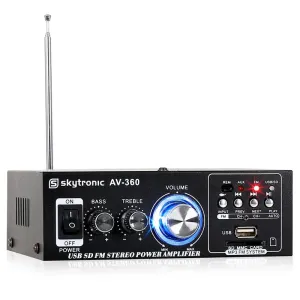 Skytronic AV-360, wzmacniacz Hi-Fi, stereo, USB, SD, MP3, AUX, FM