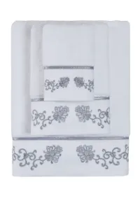 Mały ręcznik DIARA 30 x 50 cm Biały / szary haft #471269