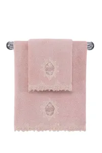 Ręcznik kąpielowy DESTAN 85x150cm z koronką Stary róż
