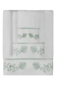Ręcznik kąpielowy DIARA 85x150 cm Biały / miętowy haft #446517
