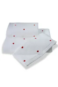 Ręcznik kąpielowy MICRO LOVE 75x150cm Biały / czerwone serduszka