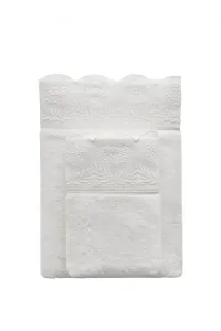 Ręcznik kąpielowy QUEEN 85x150cm z koronką Śmietankowy