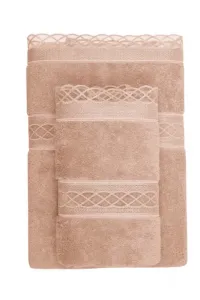 Ręcznik kąpielowy SELYA 85x150 cm z koronką Brąz