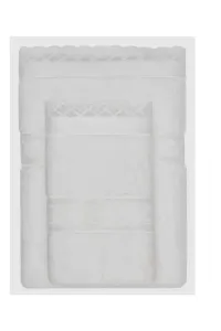 Ręcznik kąpielowy SELYA 85x150 cm z koronką Śmietankowy