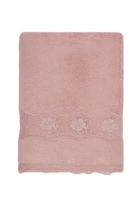 Ręcznik kąpielowy STELLA 85x150cm z koronką Różowa Róża