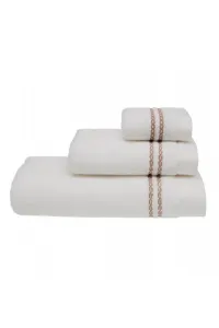 Zestaw podarunkowy małych ręczników CHAINE, 3 szt Biały / beżowy haft
