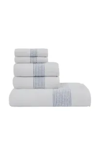 Podarunkowy zestaw ręczników AQUA, 5 szt Biały / niebieski haft Zestaw