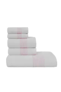 Podarunkowy zestaw ręczników AQUA, 5 szt Biały / różowy haft Zestaw