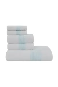 Podarunkowy zestaw ręczników AQUA, 5 szt Biały / turkusowy haft Zestaw