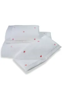 Ręcznik MICRO LOVE 50x100 cm Biały / różowe serduszka