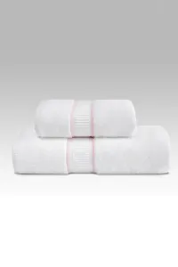 Ręcznik PREMIER 55x100 cm Biały / różowy haft