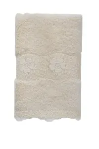 Ręcznik STELLA 50x100cm z koronką Kremowy