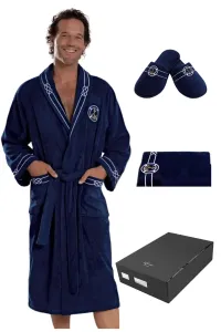 Męski szlafrok MARINE MAN w ozdobnym opakowaniu + ręcznik + kapcie #99377